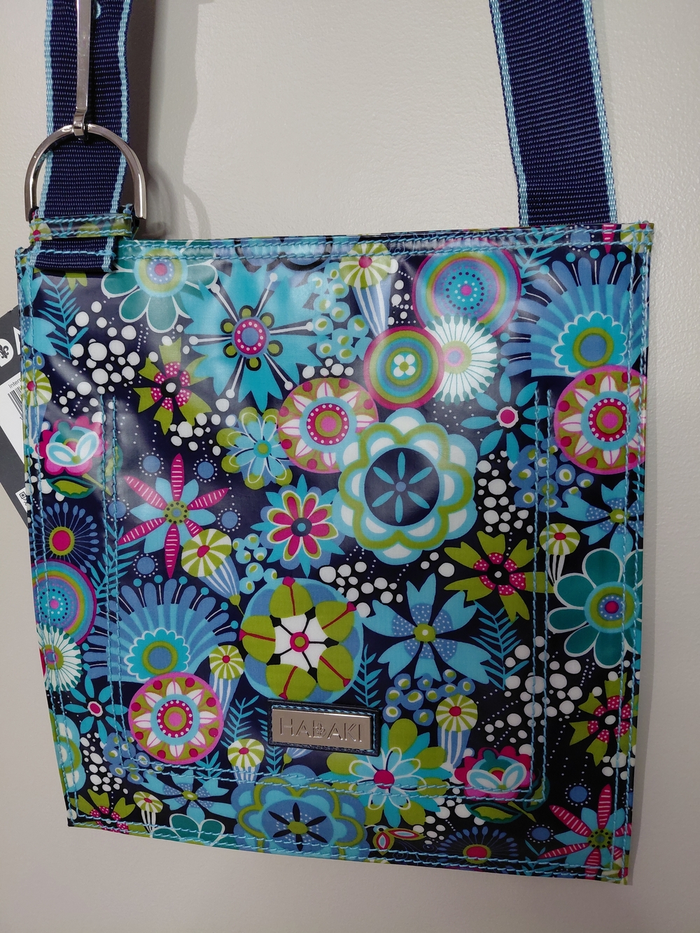 HABAKI Scoop Sling Bag Blue Multi Floral Crossbody NWT